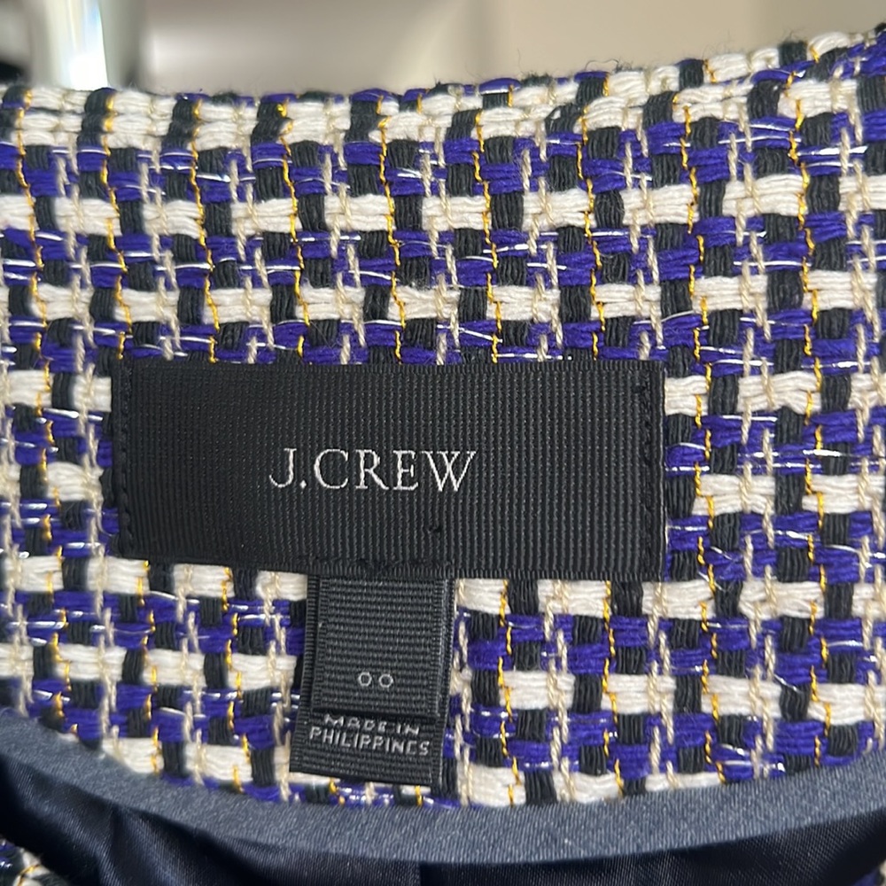 J. Crew tweed blazer.